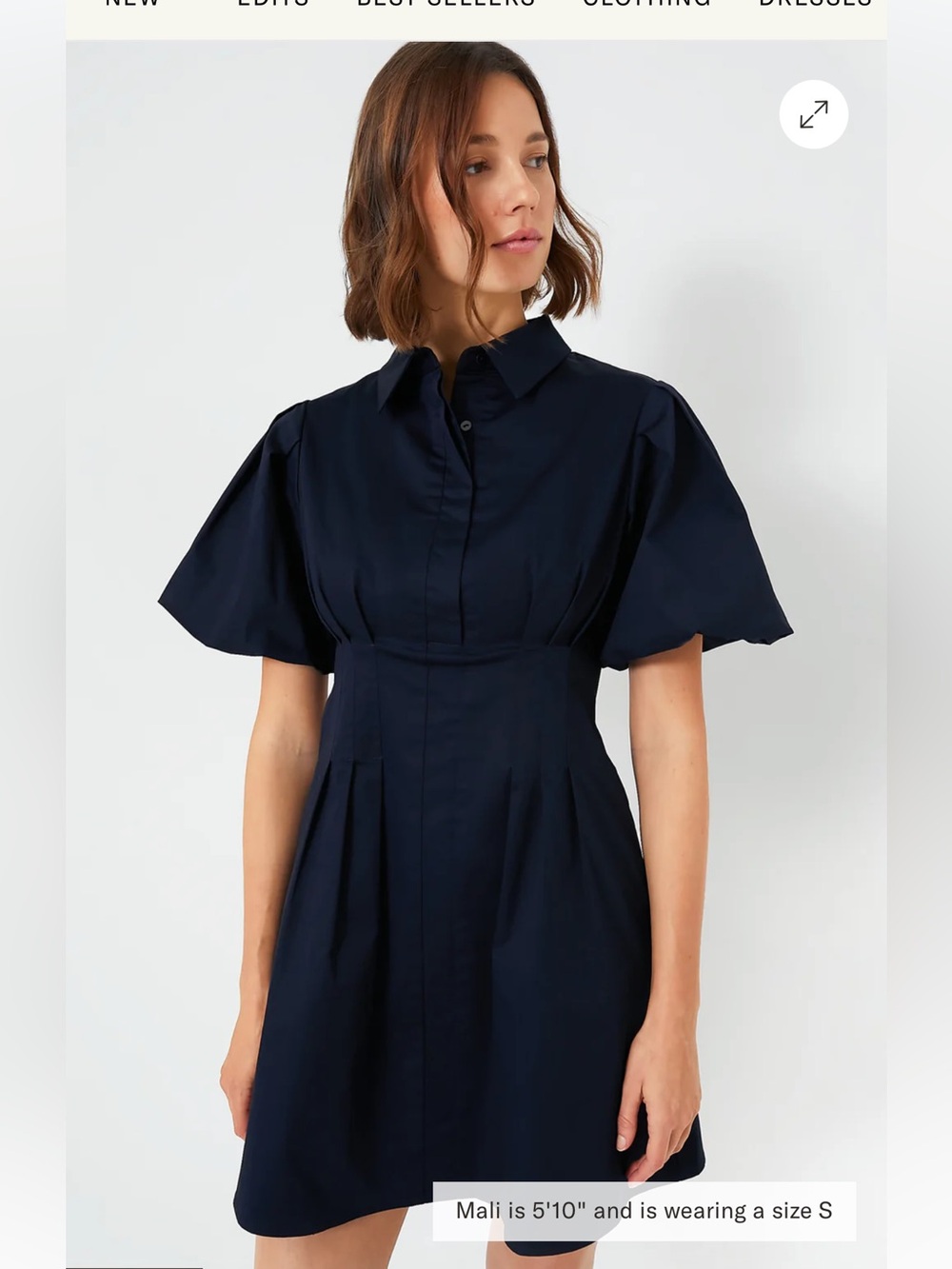 Tuckernuck Women's Navy Puff-Sleeve Shirt Dress